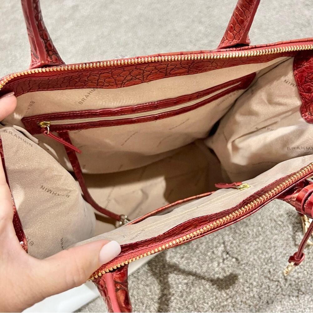 Brahmin Caroline Satchel Red Dragon Melbourne Leather Bag - Picture 8 of 11